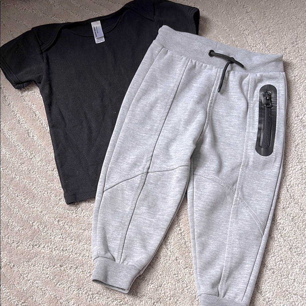 Zara American Apparel Baby Lot Baby Rib Shirt & Jogger Pants